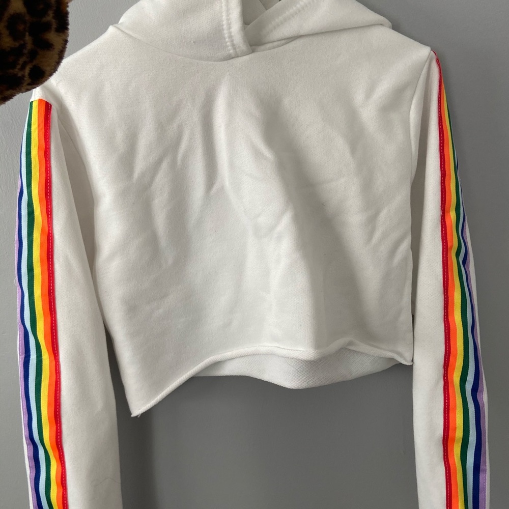 Boohoo cropped rainbow sweatshirt